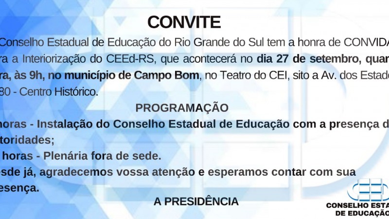 convite Plenária fora de sede   Campo Bom  27 09 2023