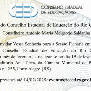 Plenária Presencial em comemoração aos 63 ANOS do CEEd/RS. 19 de fevereiro de 2025 às 9h00min, no auditório Ana Terra da Câmara Municipal de Porto Alegre.